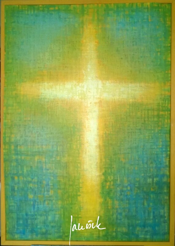A0001 o. T. – leuchtendes Kreuz in gelb